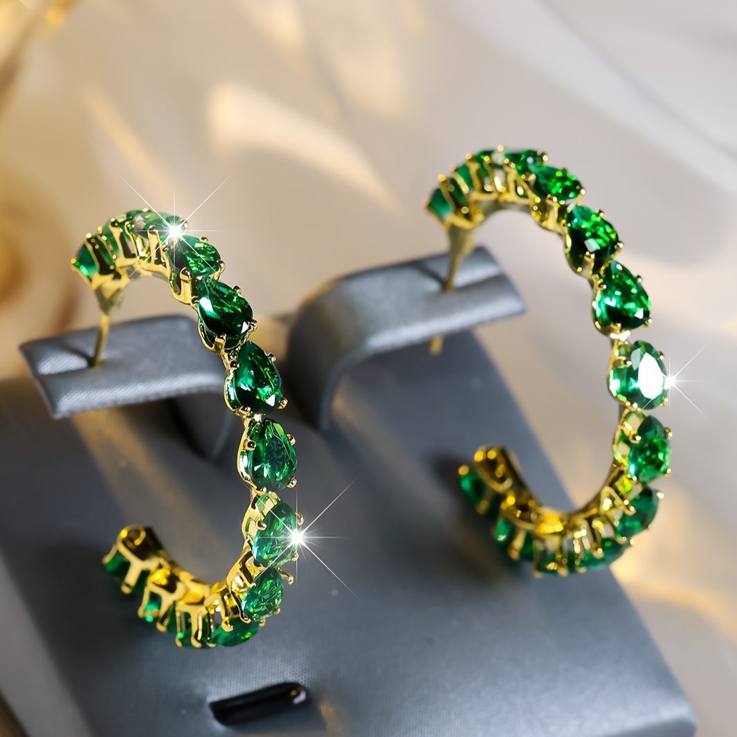 Teardrop-Shaped Full Stone Ultra Sparkle Ear Studs, Valentine's Gift